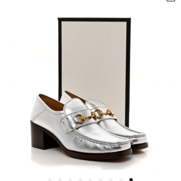 Gucci Shoes - SOLD - GUCCI $795 NIB NWT Galassia GG Marmont Fringe 50mm Loafer Pumps Argento